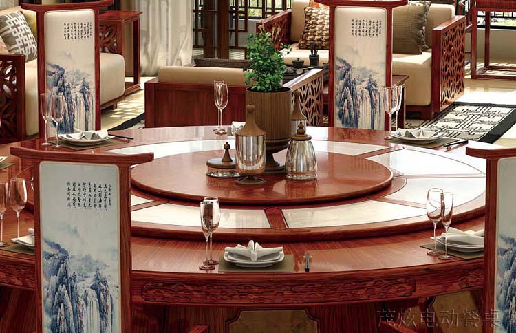 新中式電動(dòng)餐桌--型號：八方盛宴