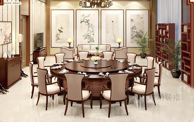 新中式電動(dòng)餐桌-型號：飛黃騰達